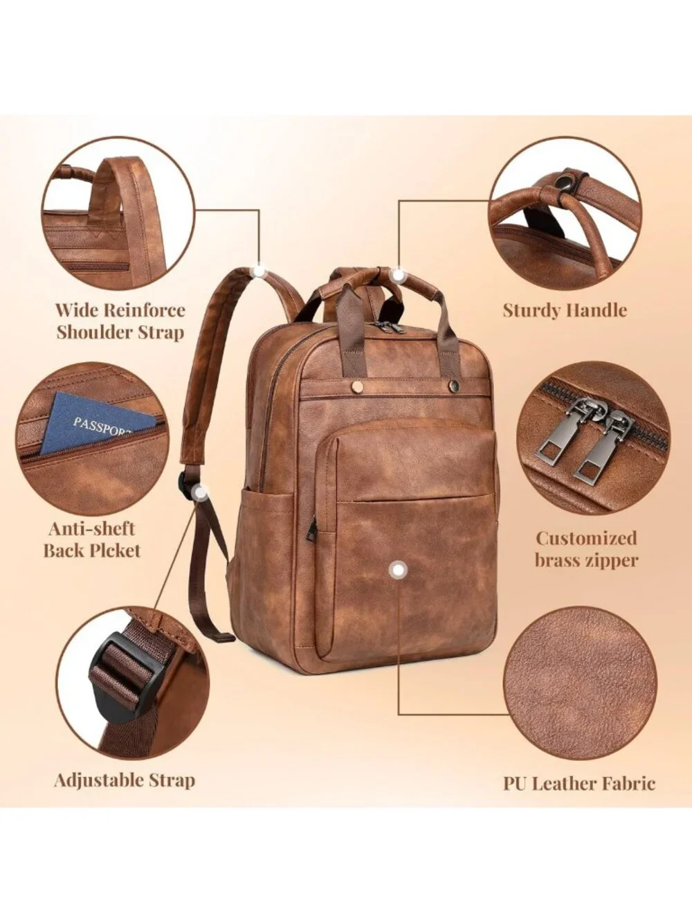 Stylish PU Leather Women's Backpack | 17